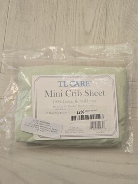 TL Care Celery Mini Crib Sheet - 100% Cotton Knitted Jersey
